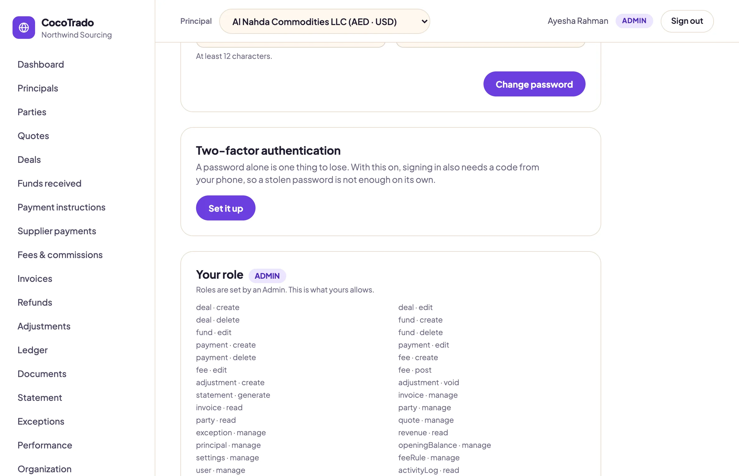The profile page at its two-factor authentication section, where a person enrols an authenticator app